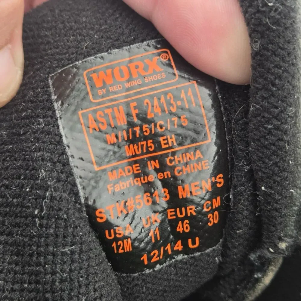Worx By Red Wing Shoes 5613 Black Steel Toe Elect Haz Protect Size 12